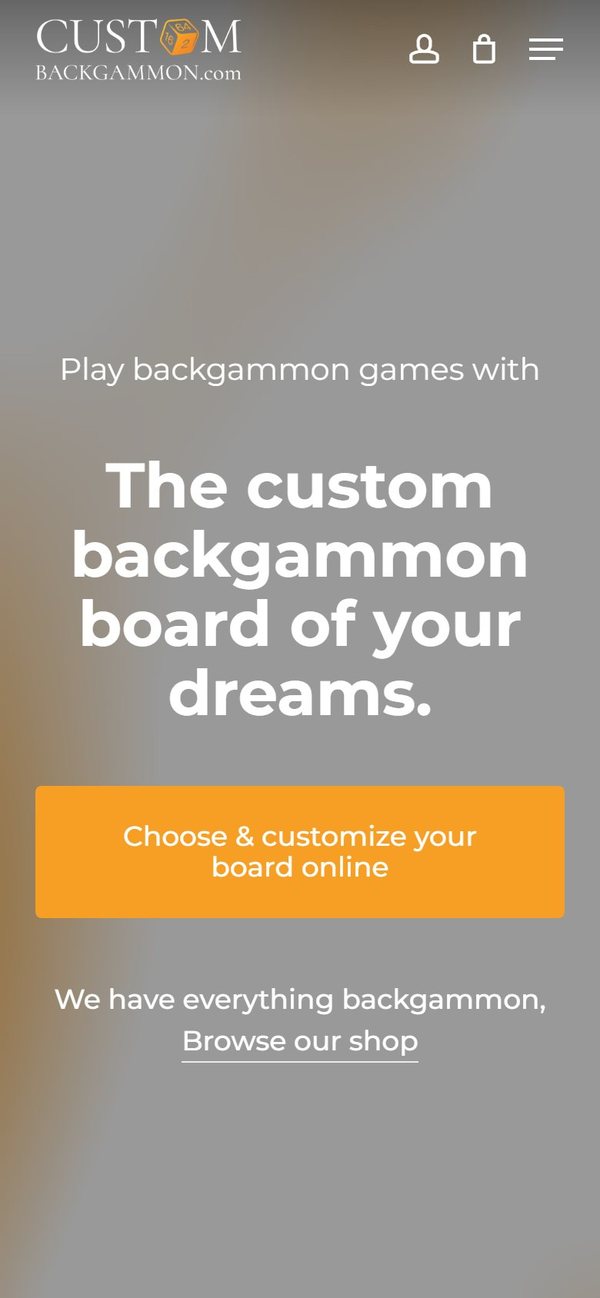 Custom Backgammon homepage on mobile