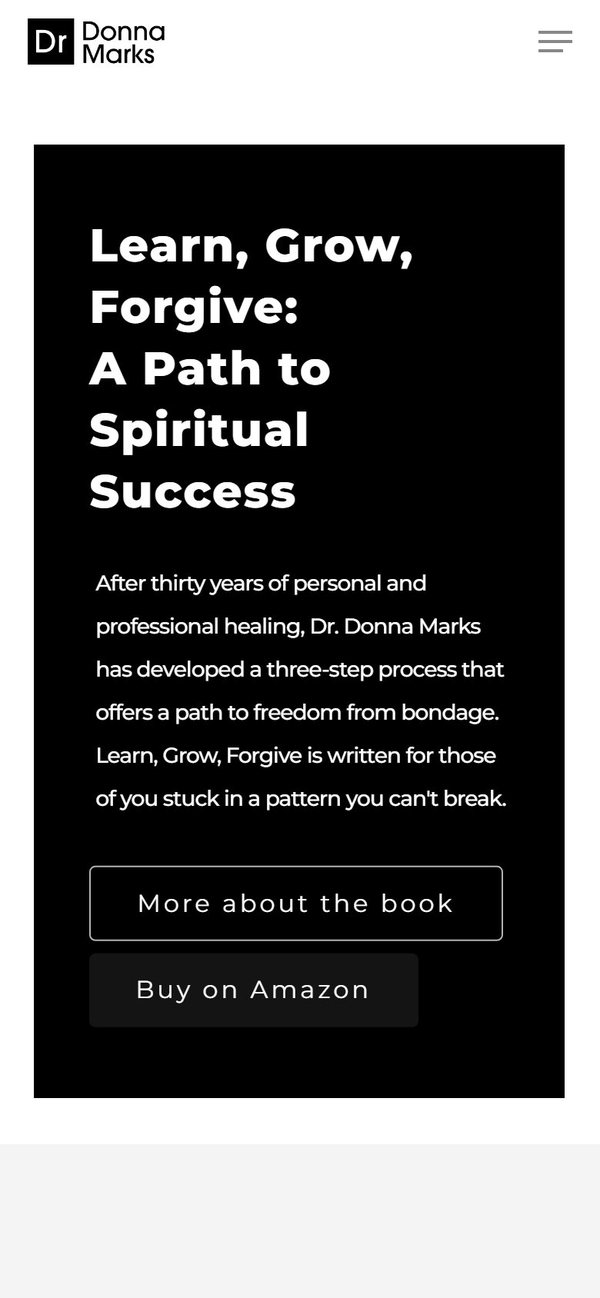 Dr. Donna Marks homepage on mobile