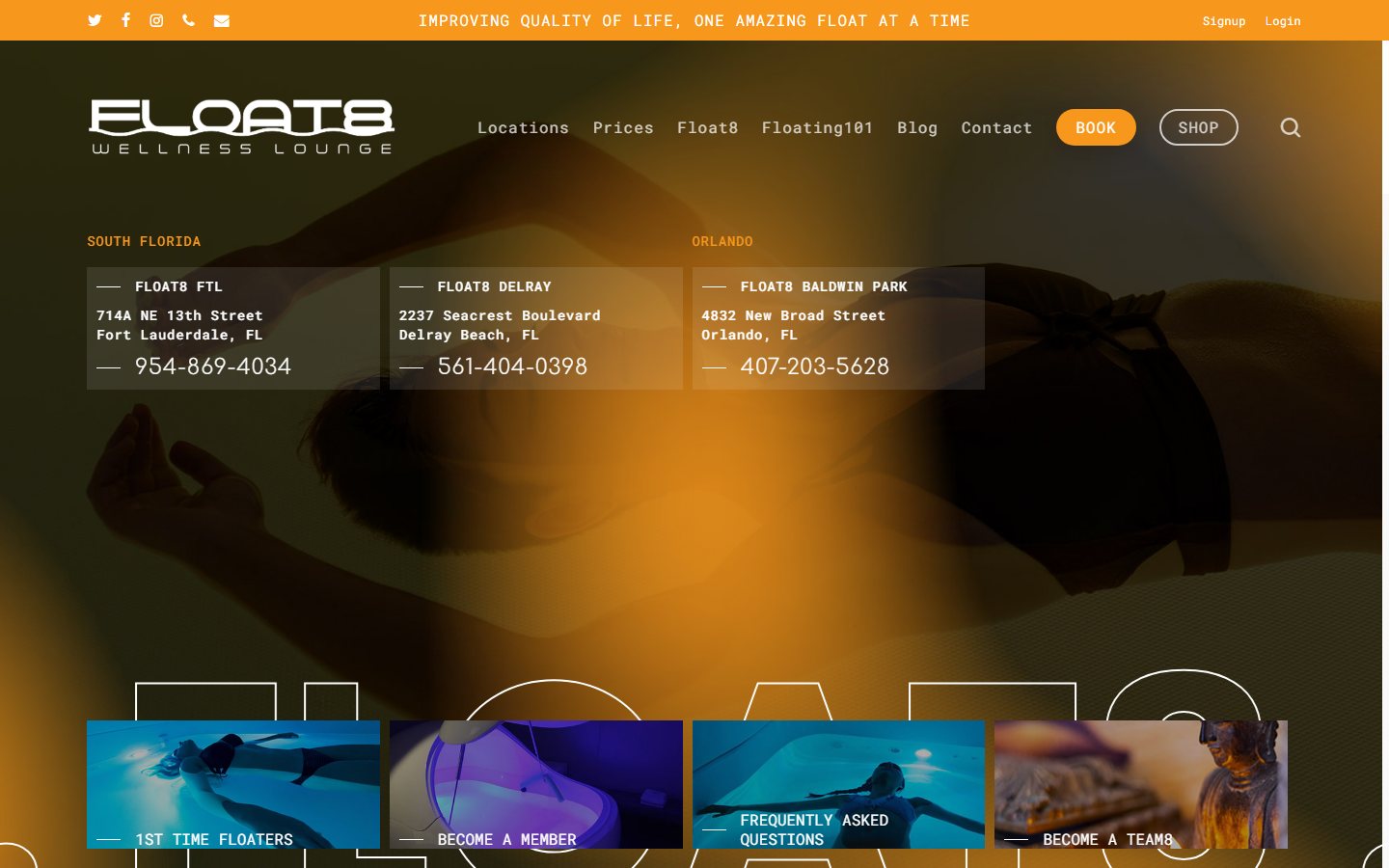 Float8 Wellness Lounge website