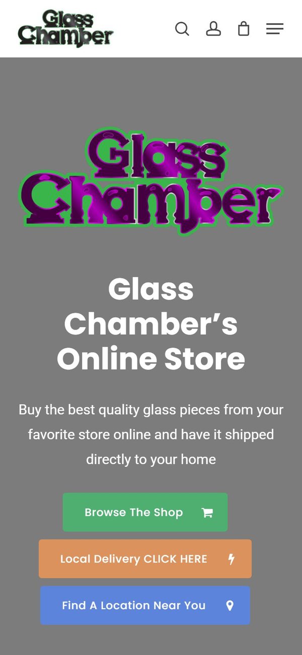 Glass Chamber homepage on mobile